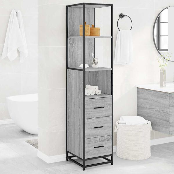 vidaXL Armadietto Bagno Grigio Sonoma 35x37,5x166 cm Legno Multistrato