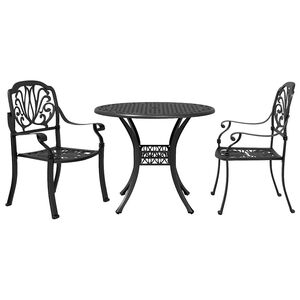 vidaXL Set da Bistrot 3 pz Nero in Alluminio Pressofuso