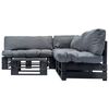 vidaXL Set Divani da Giardino Pallet 4 pz con Cuscini Grigi in Legno