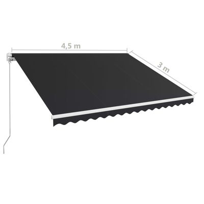 vidaXL Tenda da Sole Retrattile Manuale 450x300 cm Antracite