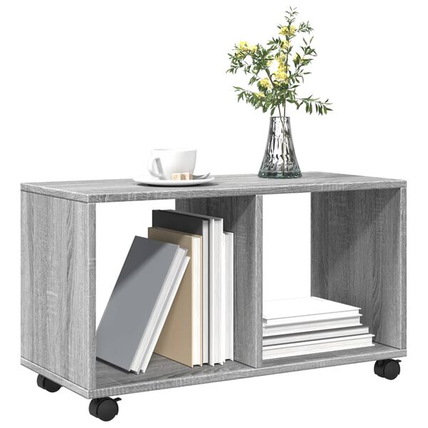 vidaXL Mobiletto con Ruote Grigio Sonoma 72x33x42,5 cm in Truciolato