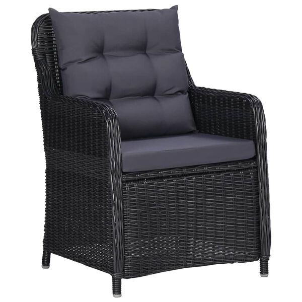 vidaXL Set da Pranzo da Giardino 7 pz in Polyrattan Nero