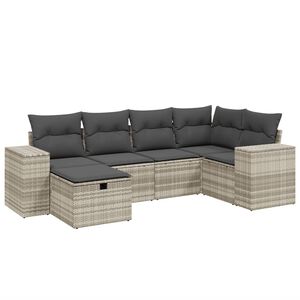 vidaXL Set Divano da Giardino 6pz con Cuscini Grigio Chiaro Polyrattan