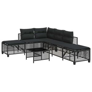 vidaXL Set Divani ad Angolo 3 pz con Cuscini in Polyrattan Nero