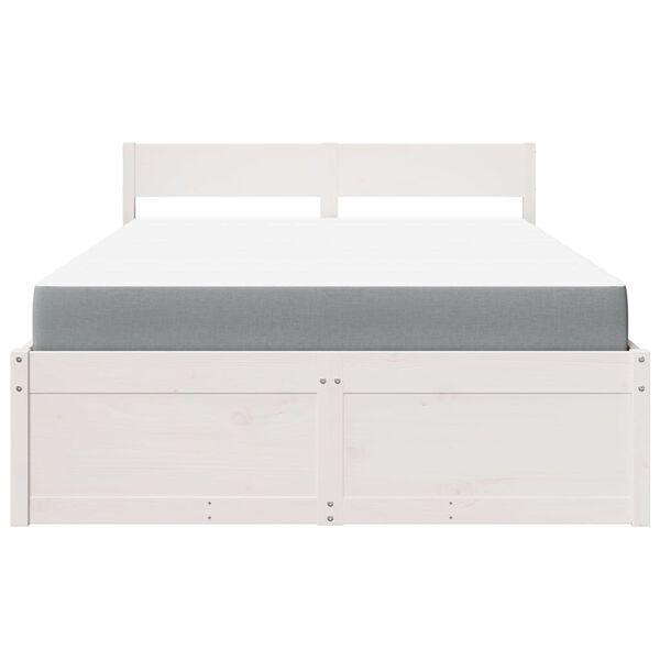 vidaXL Letto Cassetti e Materasso Bianco 140x190cm Legno Massello Pino
