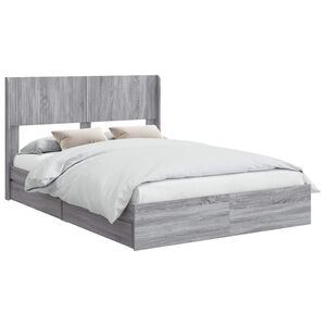 vidaXL Struttura del letto con stoccaggio e testata Sonoma grigio