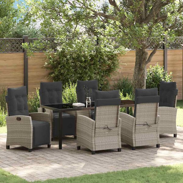 vidaXL Set da Pranzo per Giardino 7 pcs Grigio chiaro polyrattan