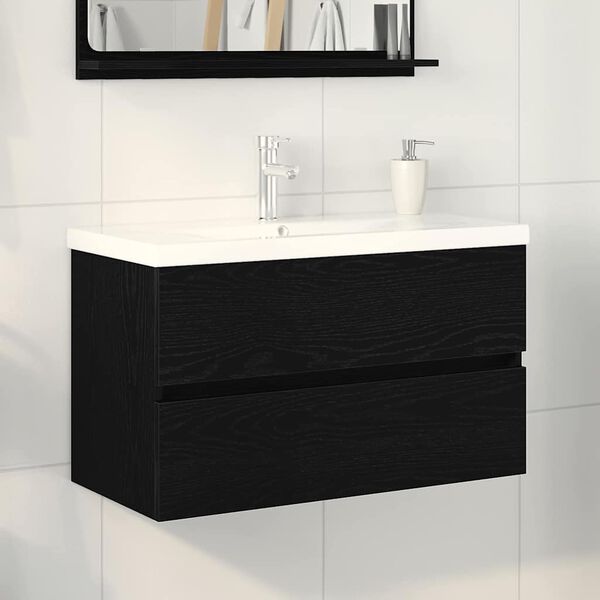 vidaXL Mobile lavabo Rovere nero 80 x 39 x 62 cm Legno multistrato