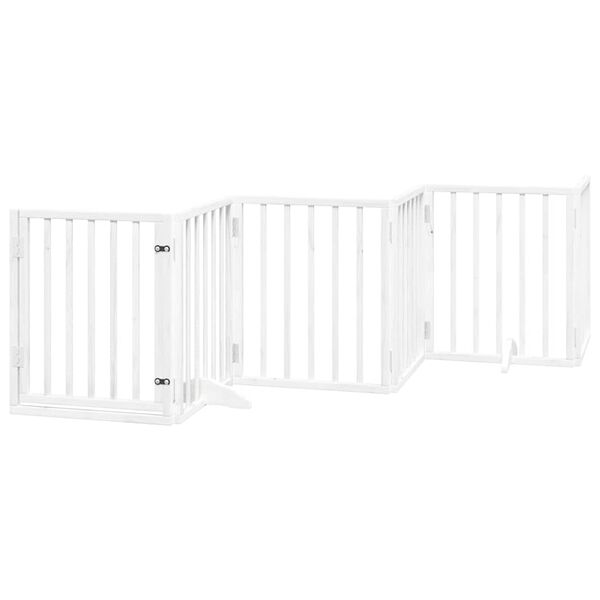 vidaXL Cancello Cani Porta Pieghevole Bianco 9 Pannelli 450 cm Pioppo