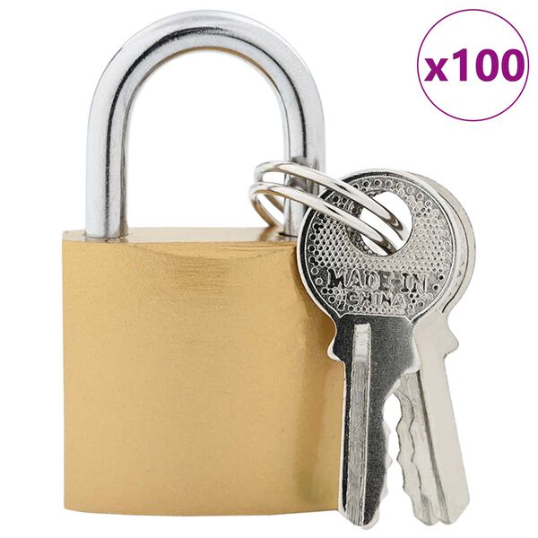 vidaXL U Lock con Chiavi 100 pcs Ottone Ferro