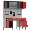 vidaXL Mobile da lavoro con cassetto 7 pcs Rosso 150 x 55 x 200 cm
