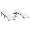 vidaXL Lettini Prendisole 2 pz con Tavolino Nero in Polyrattan