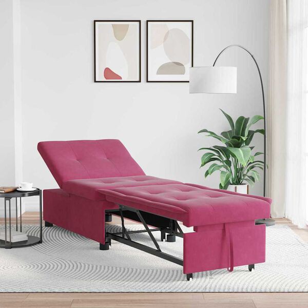 vidaXL Divano letto Rosso Vino 194 x 67 x 82 cm Velluto