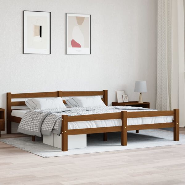 vidaXL Giroletto senza Materasso Ambrato 180x200 cm in Legno di Pino