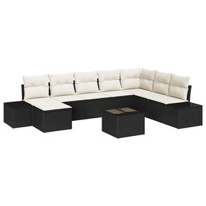 vidaXL Set Divano da Giardino 8 pcs Nero e Crema polyrattan