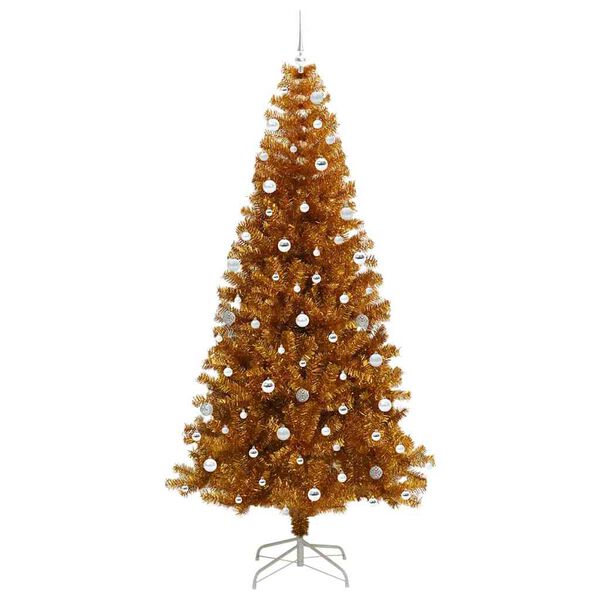 vidaXL Albero di Natale con 300 LED con supporto Oro 240 cm PET