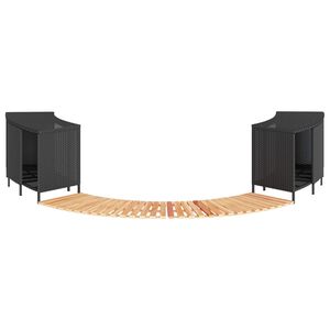 vidaXL Bordo per Spa Nero in Polyrattan e Legno Massello di Acacia