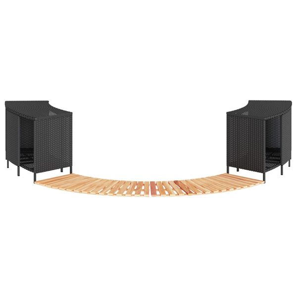 vidaXL Bordo per Spa Nero in Polyrattan e Legno Massello di Acacia