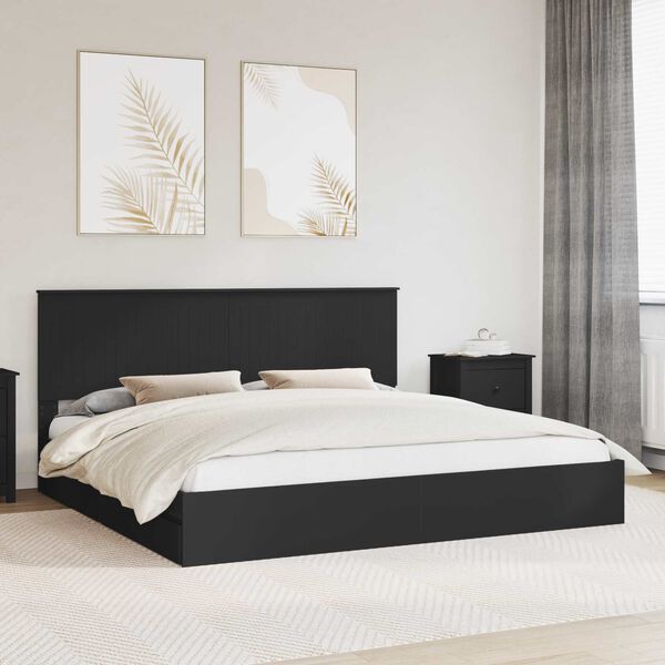 vidaXL Letto con Contenitore Nero 200 x 200 cm Legno multistrato