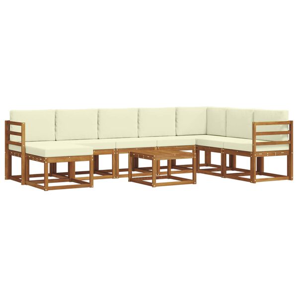 vidaXL Set di divani da esterno con cuscino 9 pcs Naturale e Crema