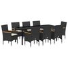 vidaXL Set da Pranzo per Giardino 9 pz Nero polyrattan