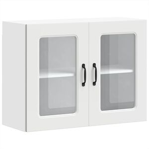 vidaXL Pensile da Cucina con Porta in Vetro Kalmar Bianco Truciolato