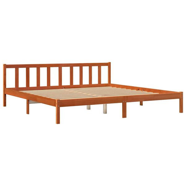 vidaXL Giroletto senza Materasso Marrone Cera 200x200 cm Legno di Pino