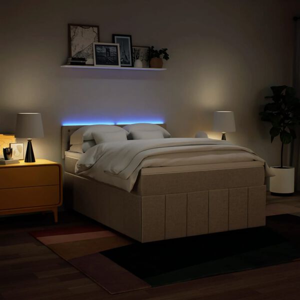 vidaXL Giroletto a Molle con Materasso Crema 140x200 cm in Tessuto