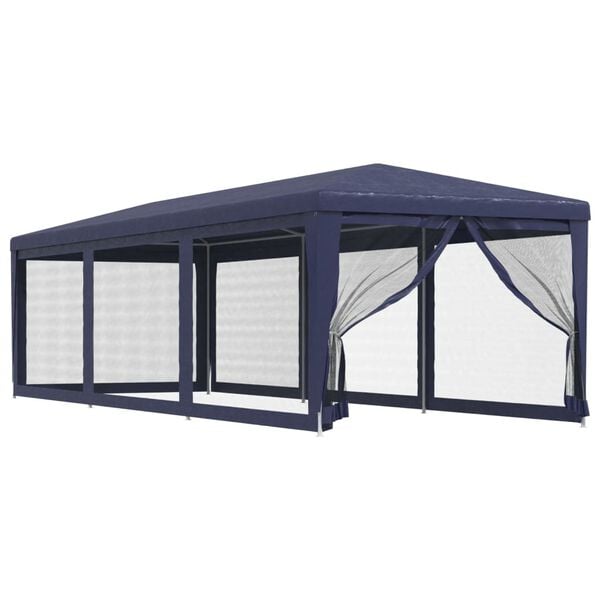 vidaXL Tenda per Feste con 8 Pareti Laterali in Rete Blu 3x9 m HDPE