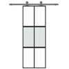 vidaXL Porta Scorrevole Nera 76x205 cm in Vetro Temperato e Alluminio