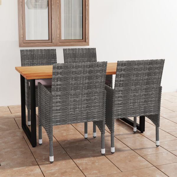 vidaXL Set da Pranzo per Giardino 5 pz con Cuscini Polyrattan Grigio