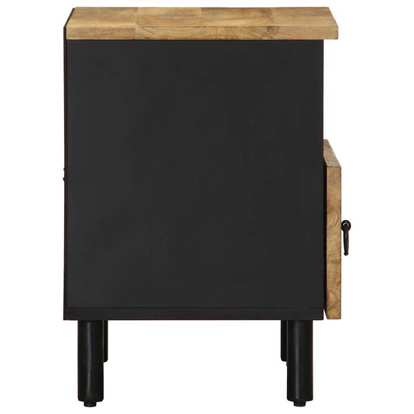 vidaXL Comodino Nero 40x33x46 cm in Legno Massello di Mango Grezzo