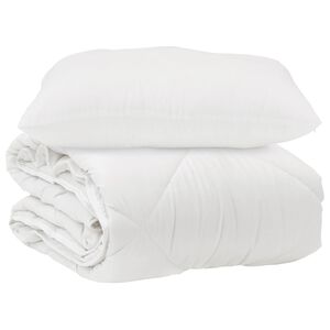 vidaXL Piumone con cuscino 2 pcs Bianco Microfibra