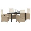 vidaXL Set da Pranzo per Giardino con cuscino 5 pcs Beige polyrattan