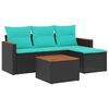 vidaXL Set Divani da Giardino 5 pz con Cuscini Nero in Polyrattan