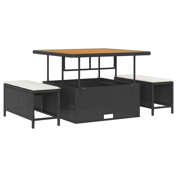 vidaXL Set Divano da Giardino con cuscino Nero Poly Rattan