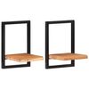 vidaXL Mensole Parete 2 pz 25x25x35 cm Legno Massello Acacia e Acciaio