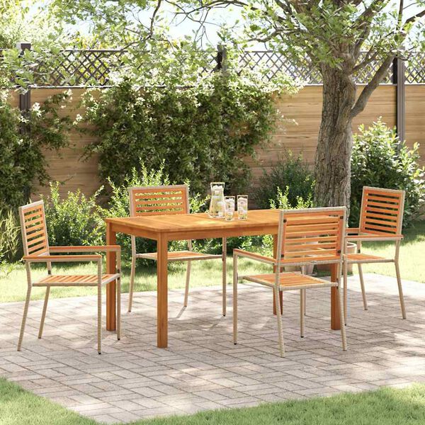 vidaXL Set da Pranzo per Giardino 5 pcs Beige Legno di Acacia Massello