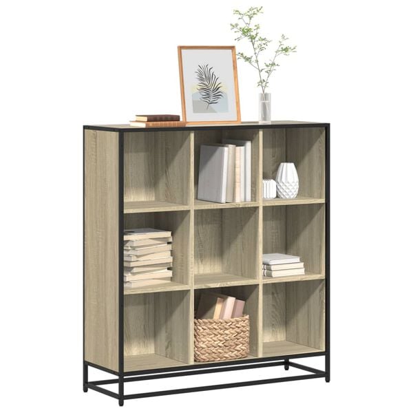 vidaXL Libreria Rovere Sonoma 97,5x33x107,5 cm Multistrato e Metallo