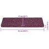 vidaXL Tappetini per scale 15 pz 65x21x4 cm Viola scuro con bordo rettangolare