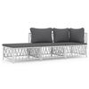 vidaXL Set Salotto da Giardino 3 pz con Cuscini in Acciaio Bianco