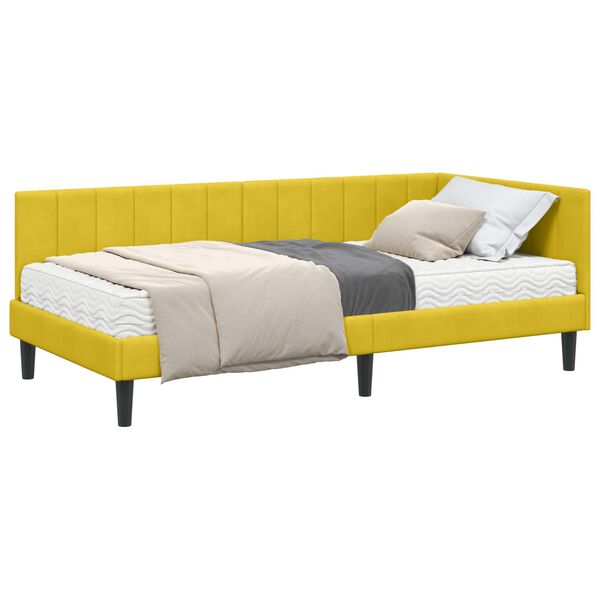 vidaXL Struttura Letto Angolare con Materasso 2 pcs Giallo Velluto