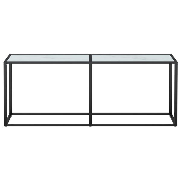 vidaXL Tavolo Consolle Marmo Bianco 180x35x75,5 cm in Vetro Temperato