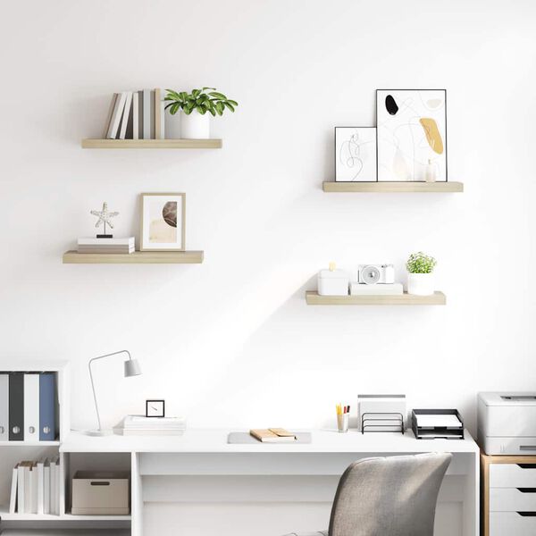 vidaXL Scaffali a Parete 4 pz Rovere 60x23,5x3,8 cm in MDF