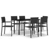 vidaXL Set da Pranzo da Giardino 7 pz Nero