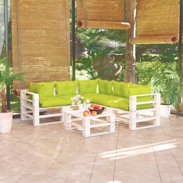 vidaXL Set Divani da Giardino Pallet 6 pz con Cuscini in Legno di Pino