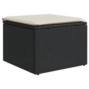 vidaXL Sgabello Giardino con Cuscino Nero 55x55x37 cm in Polyrattan