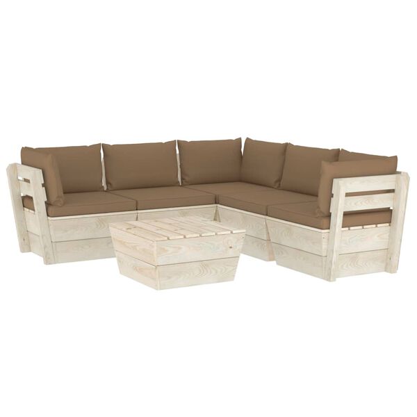 vidaXL Set Divani da Giardino su Pallet 6 pz con Cuscini Legno Abete