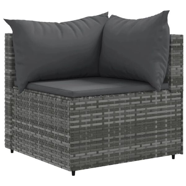 vidaXL Set Divani da Giardino 10 pz con Cuscini in Polyrattan Grigio