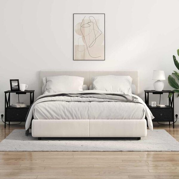 vidaXL Armadio da Notte con cassetto Rovere Nero 41,5 x 40,5 x 55 cm